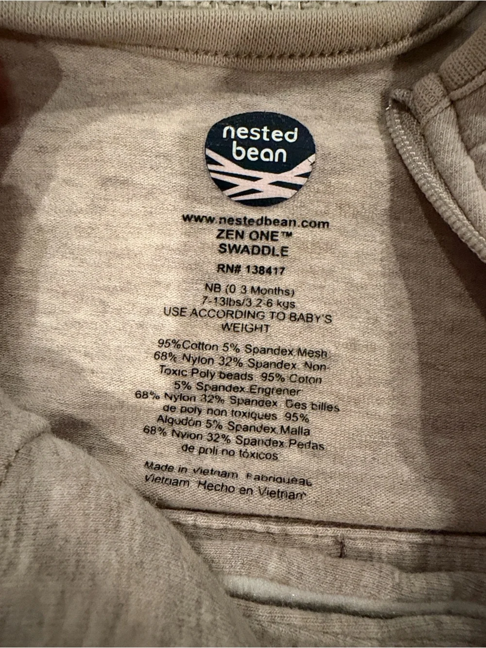 Nested Bean Neutral Beige Zen One Swaddle Sleep Sack with Chick Motif